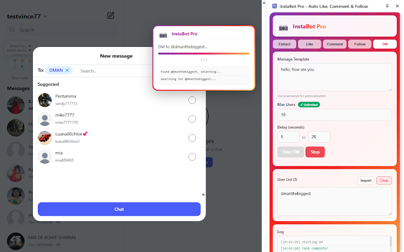Bulk DM Sender Instagram screenshot