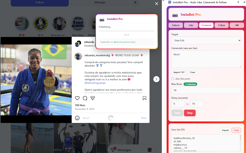 Auto Comment on Instagram posts screenshot